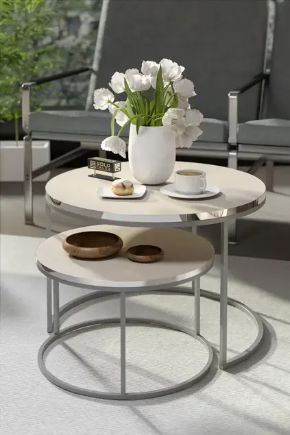 Couchtisch Double Silber Lux Special