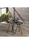 Nesting Table 3 Pcs Metal Leg Black Marble Pattern