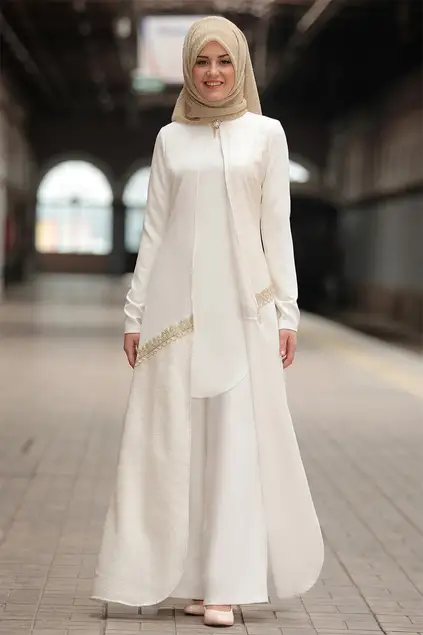 Ecrufarbene silbrige Abaya