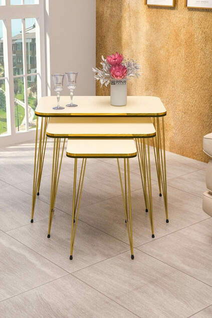 Nesting Table Kr And Center Table Kr Set Double Gold Cream Wire