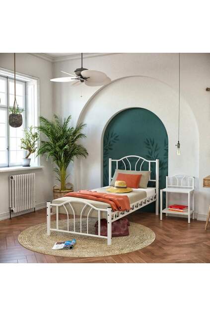 Bella Struttura Letto in Metallo 90x190 ARM138 Bianco