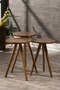 Satztisch und Mitteltisch Set aus Holz Drehbank Ellipse Nussbaum
