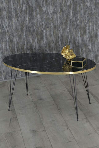 Center Table Ellipse Black Leg Gold Bendir-Draht