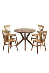 Oslo Walnut Round Table And Chair Set FRL1034