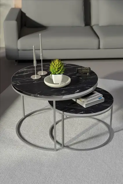 Couchtisch Double Silber Lux Special