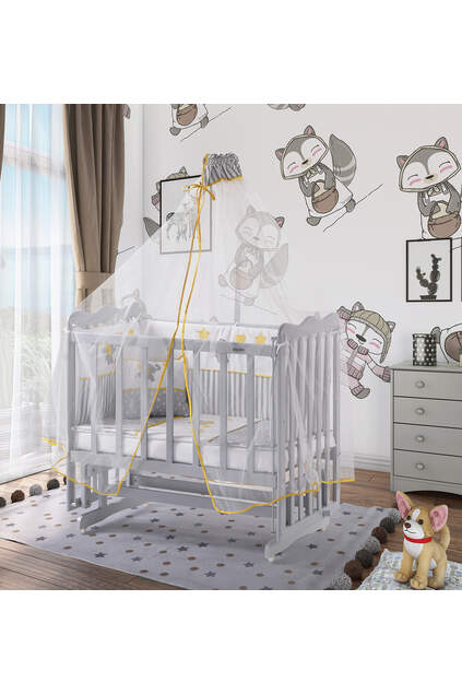 Gray Mother's Side Crib Yellow