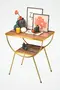 Side Table Nightstand Metal Leg Gold Walnut