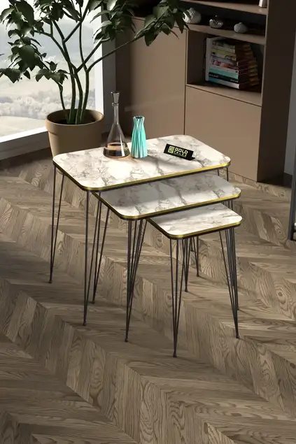 Schwarzer Draht Doppelt Gold Quadratisch Zigon Couchtisch