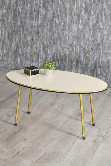 Nesting Table And Center Table Ellipse Set Double Gold Bendir Metal
