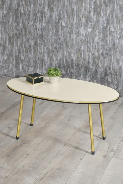 Tavolo e centrotavola impilabili Ellipse Cream Set Metal Leg Double Gold