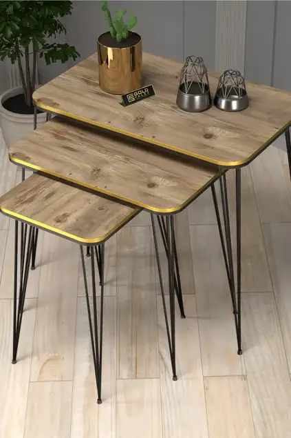 Schwarzer Draht Doppelt Gold Quadratisch Zigon Couchtisch