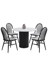 Set Tavolo Rotondo E Sedie Sahra Bianco FRL1009