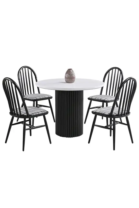 Set Tavolo Rotondo E Sedie Sahra Bianco FRL1009