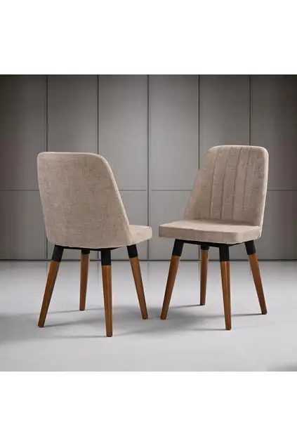 Mix Nussbaum Tisch & Vollmond Nussbaum Stuhl Set HDR1259