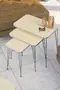 Nesting Table Square And Center Table Square Set Silver Cream Wire