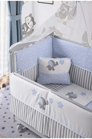 Gray Mother's Side Crib Blue
