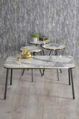Nesting Table And Center Table Kr Set Black Wire Leg Gold White