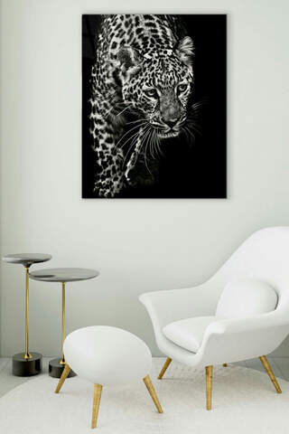 Weiße Leoparden-Glasmalerei