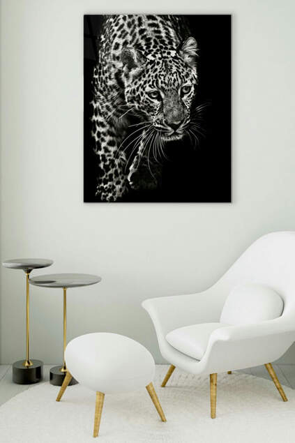 Pittura su vetro leopardo bianco