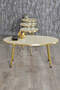 Nesting Table And Center Table Ellipse Cream Set Metal Leg Double Gold
