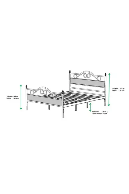 Bitez Metallbett 180x200 ARM084 Schwarz + Nussbaum