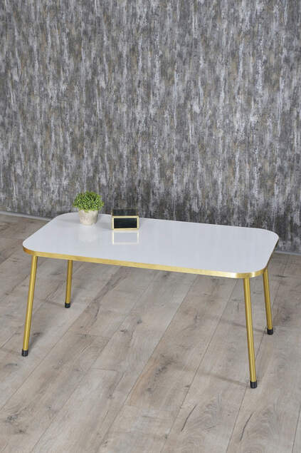 Nesting Table And Center Table Kr Gold Metal Leg Gold Cream Set