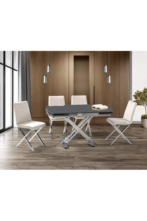 Set Tavolo Galata Antracite & Sedie Mono Cromo HDR1250