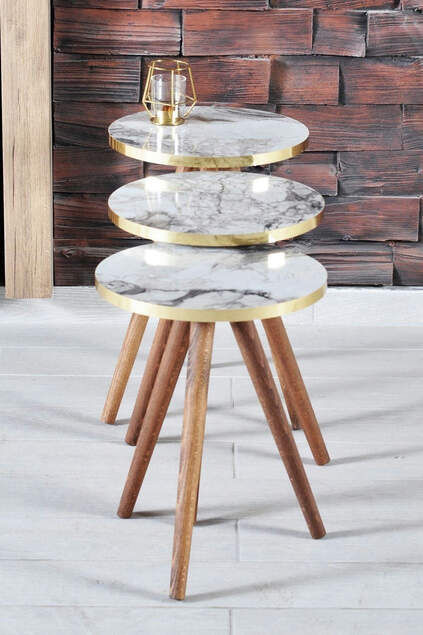 Tavolo a incastro Set di 3 gambe in legno tornito Golden Efes