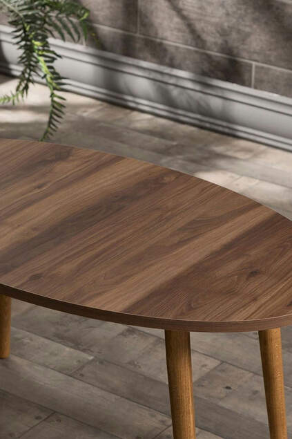 Set tavolo e centrotavola a incastro Tornio in legno Ellipse Noce