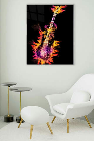 Flame Guitar Glass Painting
