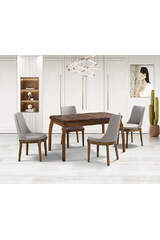 Nil Walnut Table & Classic Chair Set HDR1224