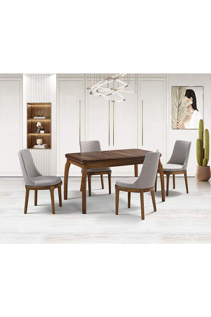 Nil Walnut Table & Classic Chair Set HDR1224