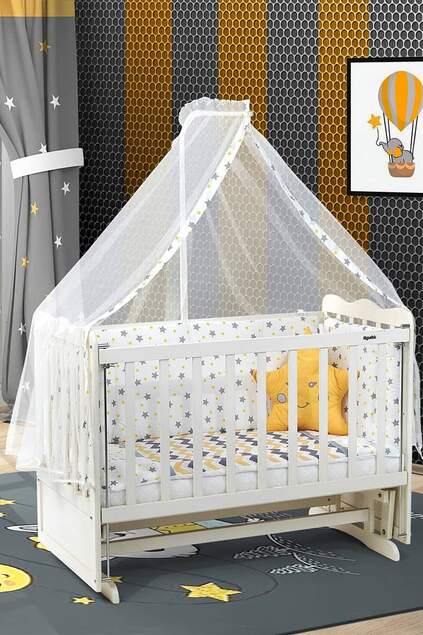 Cream Mother's Side Crib Bedstead