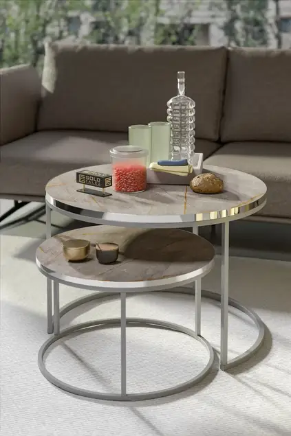 Couchtisch Double Silber Lux Special