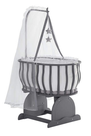 MDF Anthracite Basket Crib and White Sleeping Set