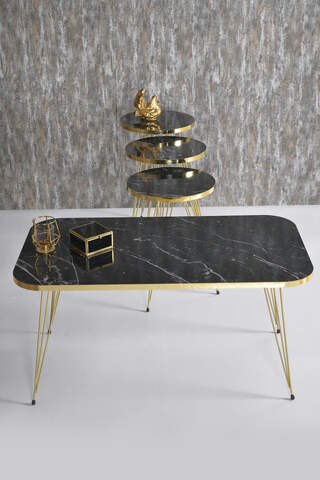 Nesting Table And Center Table Kr Set Gold White Wire