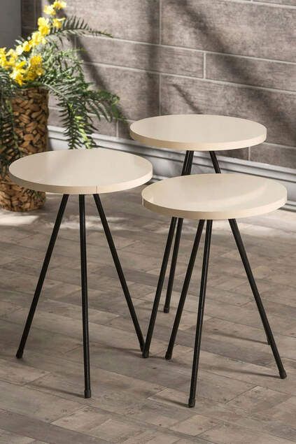 Nesting Table And Center Table Set Kr Metal Cream