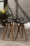 Nesting Table And Center Table Set Wooden Lathe Ellipse Black Marble Pattern