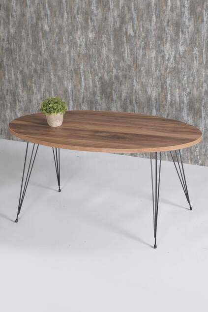 Center Table And Nesting Table Walnut Set Wire Leg Ellipse