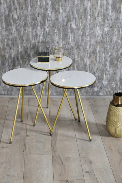Tavolo Incastonato E Centrotavola Ellipse Set Double Oro Bianco Metallo