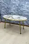 Nesting Table And Center Table Ellips Gold Metal Leg Gold Cream Set