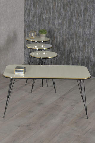 Set tavolo e centrotavola impilabili Kr Black Wire Leg Double Gold Cream