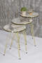 Nesting Table And Center Table Ellipse Set Double Gold Cream Wire Leg