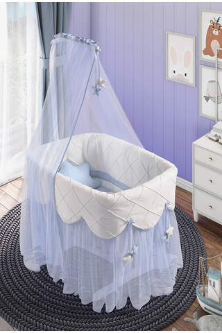 White Basket Crib Luxury Blue