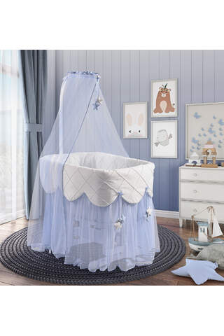 White Basket Crib Luxury Blue