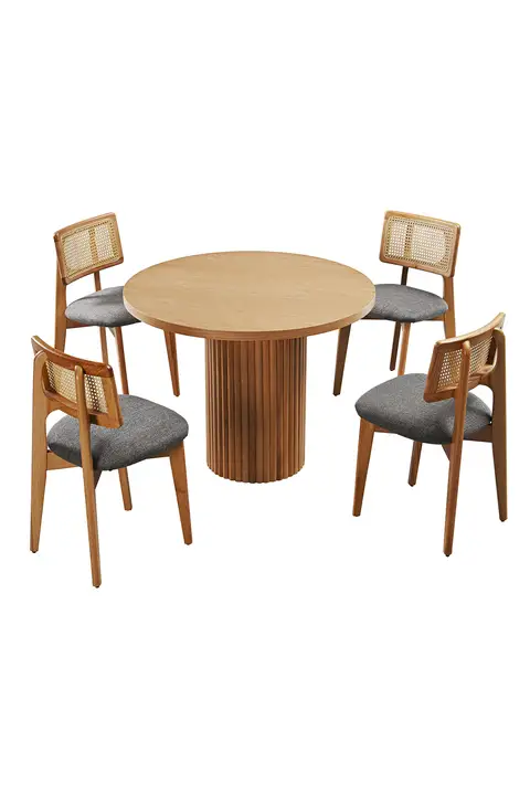 Sahara Walnut Round Table And Chair Set FRL1010