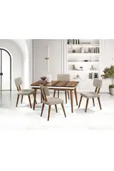 Hera Walnut Table & Derin Chair Set HDR1225