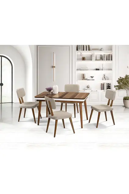 Hera Walnut Table & Derin Chair Set HDR1225