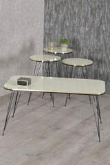 Nesting Table And Center Table Set Wooden Kr Lathe White