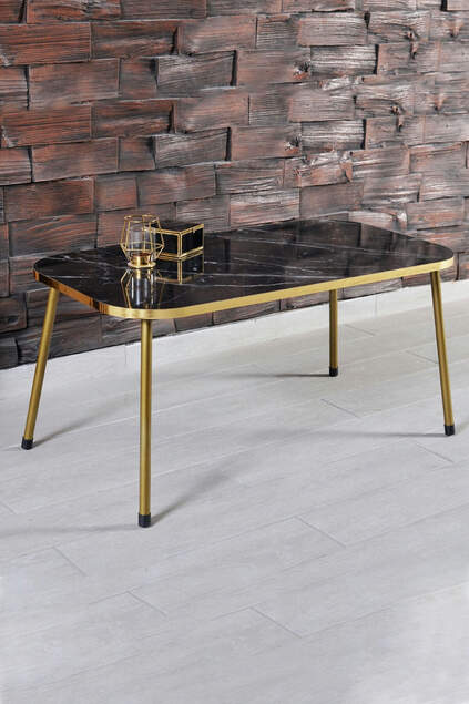 Center Table Gold Metal Leg Gold Bendir